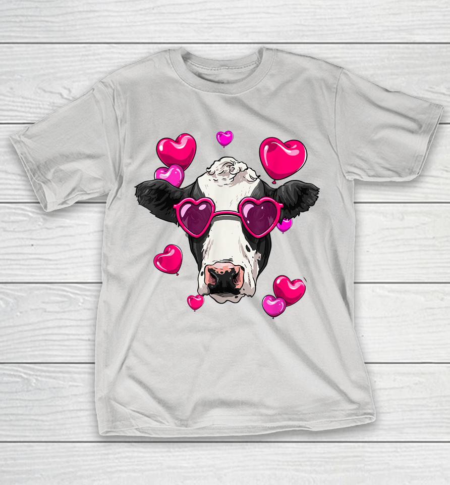 Cute Cow Heart Sunglasses Valentines Day Cattle Animal Lover Shirts
